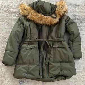 NWOT Maternity and baby wearing winter jacket